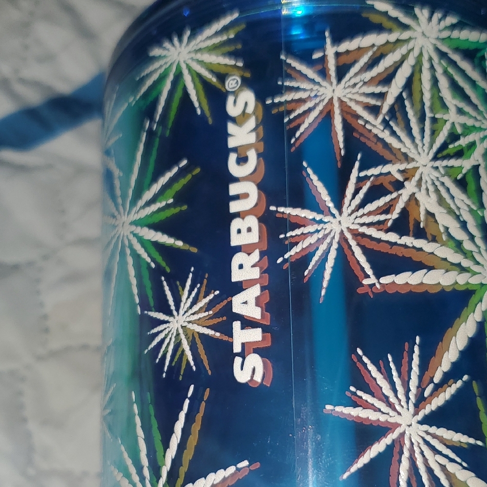 Never Used Starbucks Blue Tumbler with Starburst Pattern